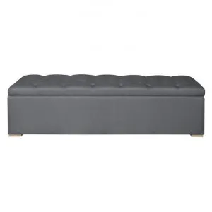 Chelsea Tufted Linen Fabric Storage Ottoman, Charcoal by Manoir Chene, a Ottomans for sale on Style Sourcebook