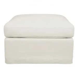 Birkshire Fabric Slip Cover Ottoman, White by Cozy Lighting & Living, a Ottomans for sale on Style Sourcebook
