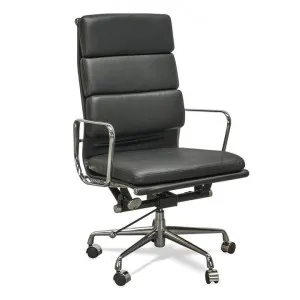 Ashton High Back Office Chair - Black Leather by Interior Secrets - AfterPay Available by Interior Secrets, a Chairs for sale on Style Sourcebook
