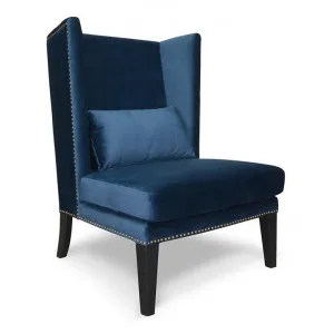 Mercer Wingback Lounge Chair - Navy Blue Velvet by Interior Secrets - AfterPay Available by Interior Secrets, a Chairs for sale on Style Sourcebook