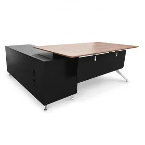 Excel 1.95m Executive Office Desk Right Return - Walnut - Black - Last One by Interior Secrets - AfterPay Available by Interior Secrets, a Desks for sale on Style Sourcebook