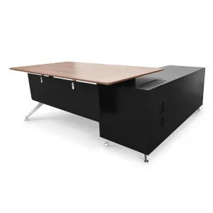 Excel 1.95m Executive Office Desk Left Return - Walnut - Black by Interior Secrets - AfterPay Available by Interior Secrets, a Desks for sale on Style Sourcebook