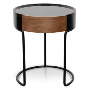 Marcos Scandinavian Round Side Table - Walnut - Black by Interior Secrets - AfterPay Available by Interior Secrets, a Side Table for sale on Style Sourcebook