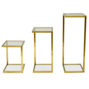 Set of 3 Luke Glass Side Table - Gold Base by Interior Secrets - AfterPay Available by Interior Secrets, a Side Table for sale on Style Sourcebook