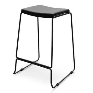 Apollo Bar Stool - Full Black with PU Seat by Interior Secrets - AfterPay Available by Interior Secrets, a Bar Stools for sale on Style Sourcebook
