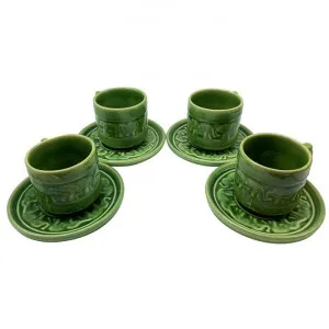 Phrae Thai Celadon Ceramic Coffee Cup & Saucer Set, Set of 4 by LIVGGO, a Cups & Mugs for sale on Style Sourcebook