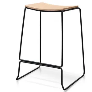 Apollo Bar Stool - Natural Timber Seat with Black Frame by Interior Secrets - AfterPay Available by Interior Secrets, a Bar Stools for sale on Style Sourcebook