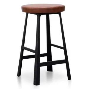 Fina 65cm Bar Stool in Rustic Brown - Black Legs by Interior Secrets - AfterPay Available by Interior Secrets, a Bar Stools for sale on Style Sourcebook