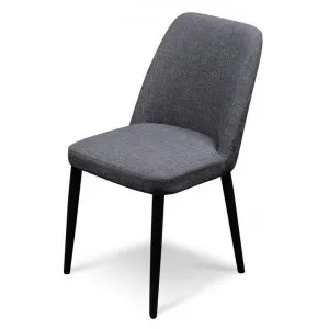 Cesar Fabric Dining Chair - Dark Grey in Black Legs - Last One by Interior Secrets - AfterPay Available by Interior Secrets, a Dining Chairs for sale on Style Sourcebook