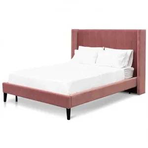 Hillsdale Queen Bed Frame - Blush Peach Velvet - Last One by Interior Secrets - AfterPay Available by Interior Secrets, a Beds & Bed Frames for sale on Style Sourcebook