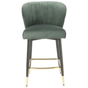 Flinders Velvet Fabric Counter Stool, Emerald by Viterbo Modern Furniture, a Bar Stools for sale on Style Sourcebook