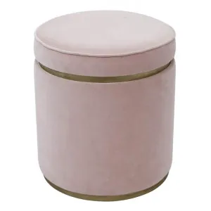 Totti Velvet Fabric Round Storage Ottoman Stool, Blush by Cozy Lighting & Living, a Ottomans for sale on Style Sourcebook