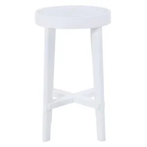 Cape Byron Oak Timber Kitchen Stool, White by Cozy Lighting & Living, a Bar Stools for sale on Style Sourcebook
