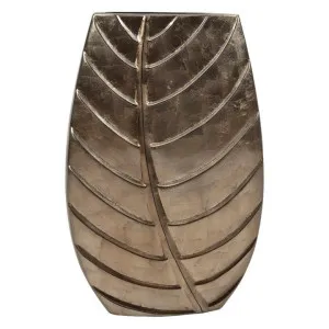 The Leaf Ceramic Vase, Medium, Metallic Wheat by Casa Uno, a Vases & Jars for sale on Style Sourcebook