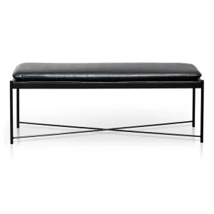 Mitiamo Faux Leather & Iron Ottoman Bench, 132cm, Black by Conception Living, a Ottomans for sale on Style Sourcebook