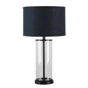 Left Bank Glass Base Table Lamp, Black / Navy by Cozy Lighting & Living, a Table & Bedside Lamps for sale on Style Sourcebook