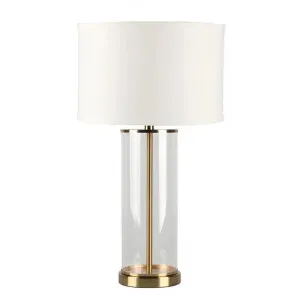 Left Bank Glass Base Table Lamp, Brass / White by Cozy Lighting & Living, a Table & Bedside Lamps for sale on Style Sourcebook