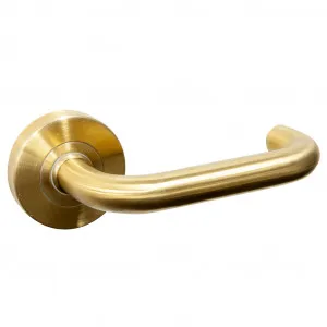 Prevelly Hollow Lever Handle - Satin Brass by Häfele, a Door Knobs & Handles for sale on Style Sourcebook