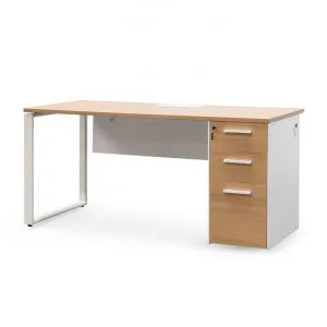 Halo 1 Seater Office Desk - Natural and White by Interior Secrets - AfterPay Available by Interior Secrets, a Desks for sale on Style Sourcebook