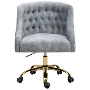 Arnolds Velvet Fabric Office Chair, Silver by Emporium Oggetti, a Chairs for sale on Style Sourcebook