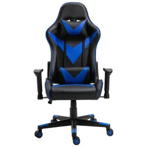 Thunderbolt PU Leather Gaming Chair, Black / Blue by Emporium Oggetti, a Chairs for sale on Style Sourcebook