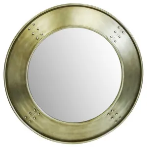 Magnus Metal Framed Round Wall Mirror, 100cm, Aged Brushed Gold by Searles, a Mirrors for sale on Style Sourcebook
