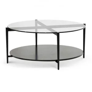Rogan Round Grey Glass Coffee Table - Black by Interior Secrets - AfterPay Available by Interior Secrets, a Coffee Table for sale on Style Sourcebook