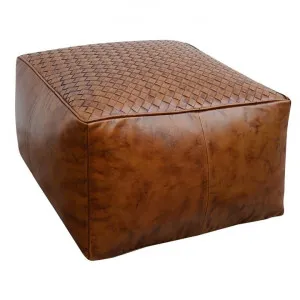 Arbois Vintage Leather Square Ottoman by Philuxe Home, a Ottomans for sale on Style Sourcebook