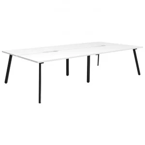 Eternity Back-To-Back Office Workstation, 4 Person, 240cm, White / Black by Rapidline, a Desks for sale on Style Sourcebook
