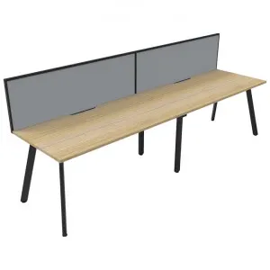 Eternity Office Desk with Screen, 2 Person, 360cm, Oak / Black by Rapidline, a Desks for sale on Style Sourcebook