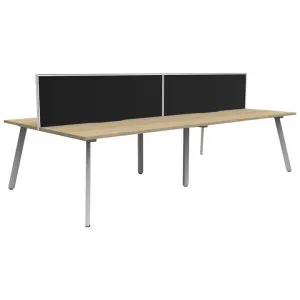 Eternity Back-To-Back Office Workstation with Screen, 4 Person, 240cm, Oak / White by Rapidline, a Desks for sale on Style Sourcebook