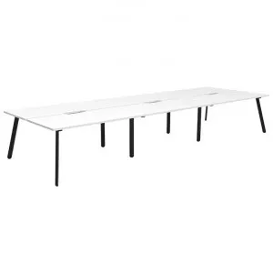 Eternity Back-To-Back Office Workstation, 6 Person, 360cm, White / Black by Rapidline, a Desks for sale on Style Sourcebook