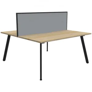 Eternity Back-To-Back Office Workstation with Screen, 2 Person, 120cm, Oak / Black by Rapidline, a Desks for sale on Style Sourcebook