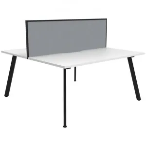 Eternity Back-To-Back Office Workstation with Screen, 2 Person, 120cm, White / Black by Rapidline, a Desks for sale on Style Sourcebook