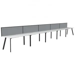 Eternity Office Desk with Screen, 5 Person, 900cm, White / Black by Rapidline, a Desks for sale on Style Sourcebook