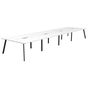 Eternity Back-To-Back Office Workstation, 8 Person, 480cm, White / Black by Rapidline, a Desks for sale on Style Sourcebook