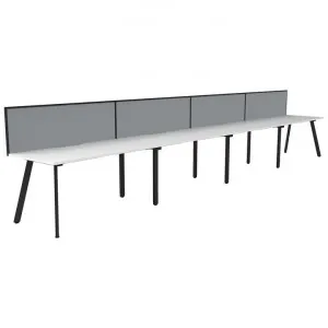 Eternity Office Desk with Screen, 4 Person, 600cm, White / Black by Rapidline, a Desks for sale on Style Sourcebook