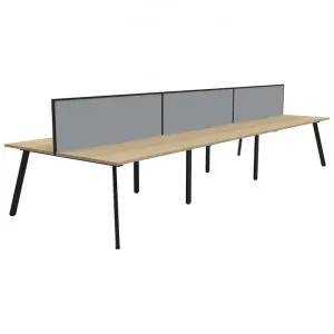 Eternity Back-To-Back Office Workstation with Screen, 6 Person, 360cm, Oak / Black by Rapidline, a Desks for sale on Style Sourcebook