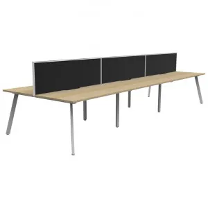 Eternity Back-To-Back Office Workstation with Screen, 6 Person, 540cm, Oak / White by Rapidline, a Desks for sale on Style Sourcebook
