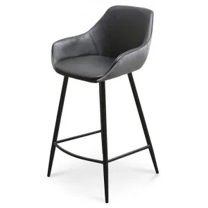 Set of 2 - Cody PU Leather 68cm Bar Stool - Antique Black - Charcoal Velvet by Interior Secrets - AfterPay Available by Interior Secrets, a Bar Stools for sale on Style Sourcebook