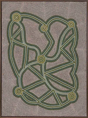 Ngapa Jukurrpa III Green Canvas Art Print by Urban Road, a Aboriginal Art for sale on Style Sourcebook