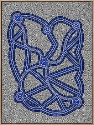 Ngapa Jukurrpa III Blue Canvas Art Print by Urban Road, a Aboriginal Art for sale on Style Sourcebook