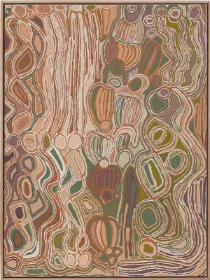 Mina Mina Jukurrpa VIII Neutral Canvas Art Print by Urban Road, a Aboriginal Art for sale on Style Sourcebook