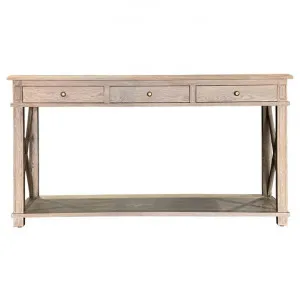 Phyllis Oak Timber 3 Drawer Console Table, 150cm, Burnt Oak by Manoir Chene, a Console Table for sale on Style Sourcebook