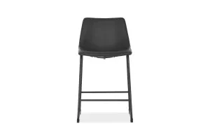 Apollo 60cm Urban Industrial Bar Stool, Black Leather, by Lounge Lovers by Lounge Lovers, a Bar Stools for sale on Style Sourcebook