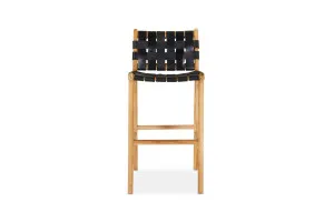 Cuba Woven Coastal High Bar Stool, Black Teak Wood, by Lounge Lovers by Lounge Lovers, a Bar Stools for sale on Style Sourcebook