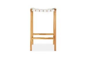 Cuba Backless 66cm Coastal Bar Stool in White, Teak Wood, by Lounge Lovers by Lounge Lovers, a Bar Stools for sale on Style Sourcebook