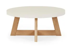 Marina Round Coastal Coffee Table, White Solid Oak, by Lounge Lovers by Lounge Lovers, a Coffee Table for sale on Style Sourcebook