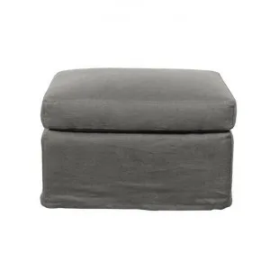 Dume Linen Slipcover Ottoman, Fog Grey by French Country Collection, a Ottomans for sale on Style Sourcebook