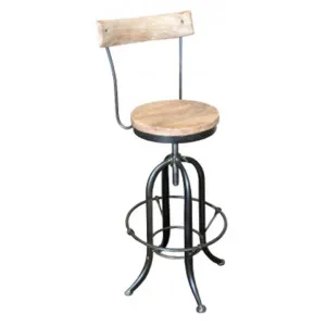 Burkel Iron Industrial Adjustable Bar Stool with Back,  Black by Montego, a Bar Stools for sale on Style Sourcebook